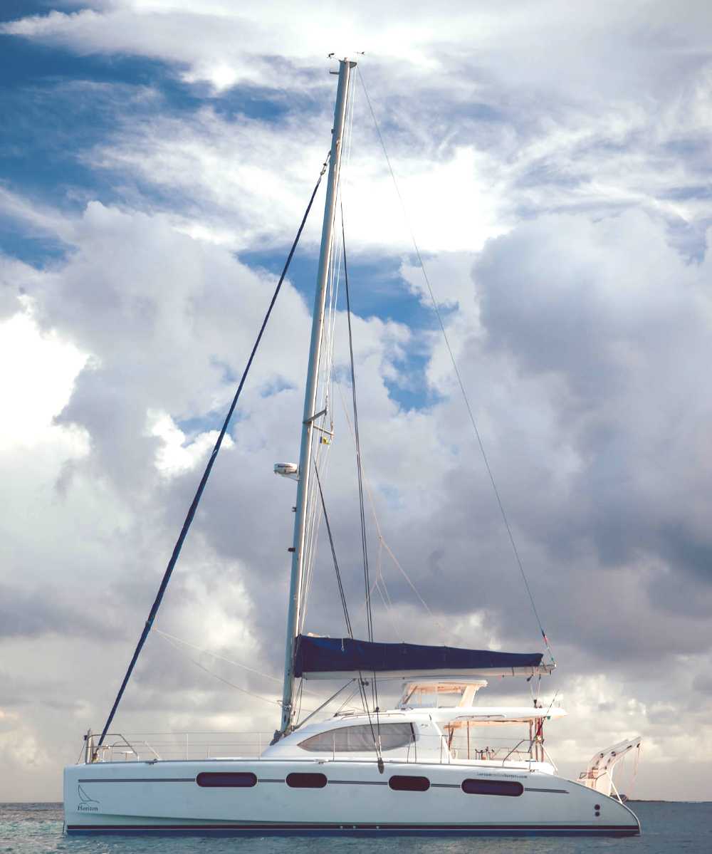 a catamaran sailing in the carribean